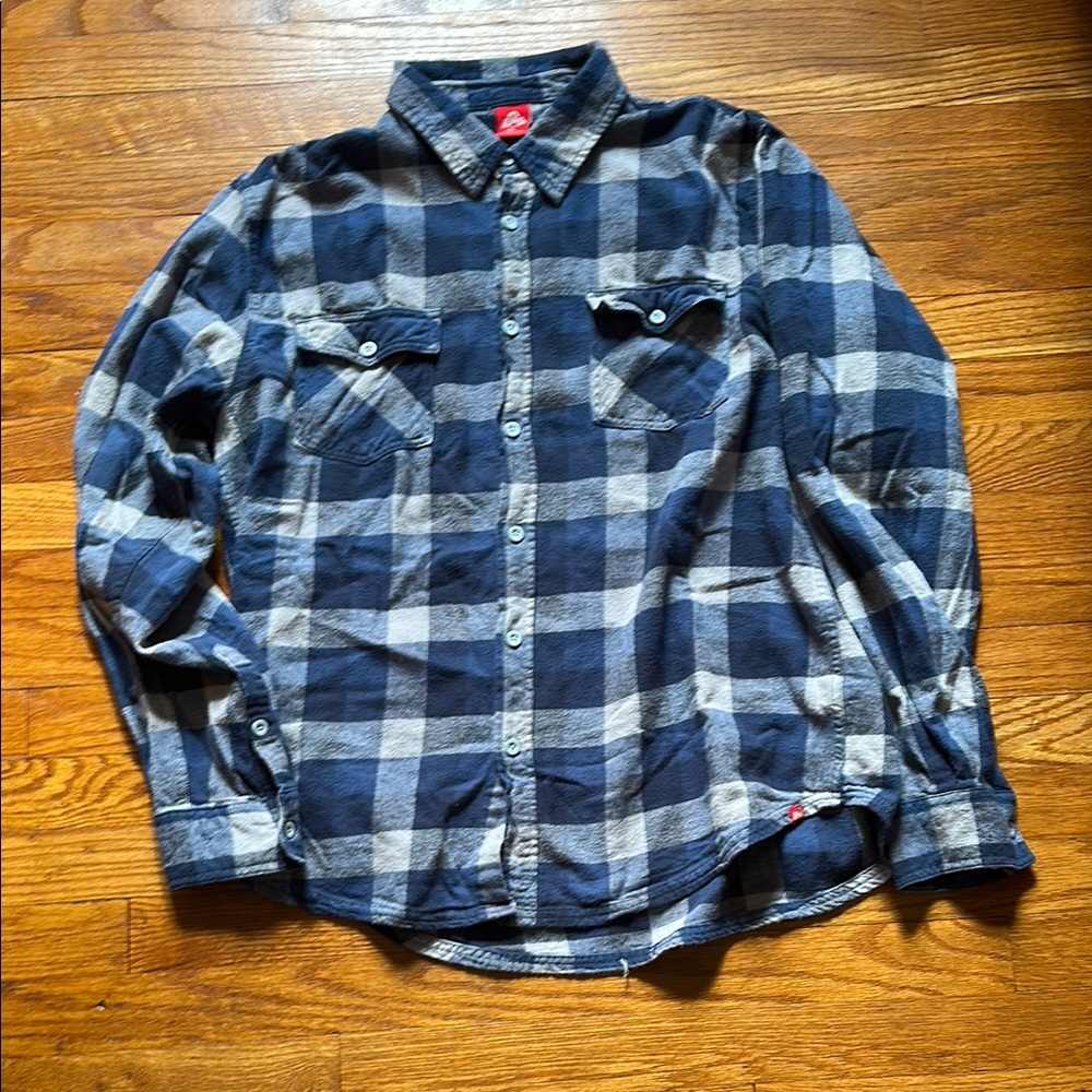 Blue and Gray Plaid Men's Shirt